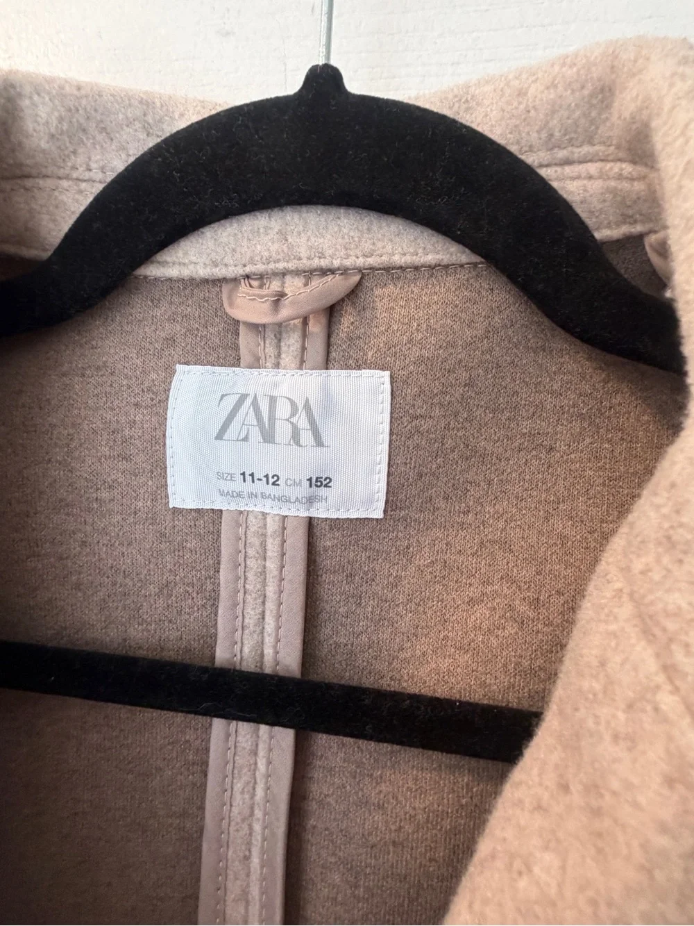 Zara kids Beige Single-Breasted Wool-Blend Pea Coat